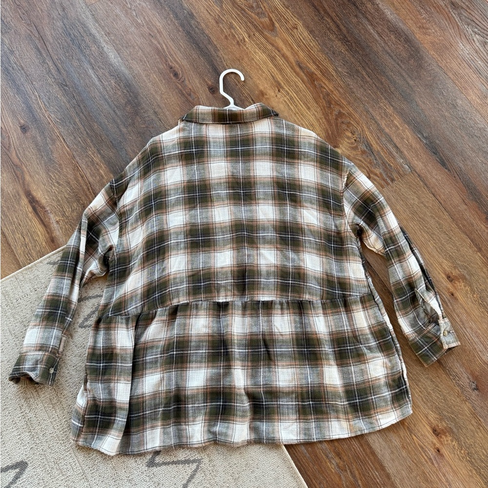 American Eagle Outfitters Green and Brown Plaid Shirt - Picture 3 of 3